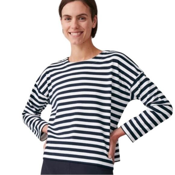 COS Women's Breton Striped Navy & White Top Size M - Picture 9 of 12